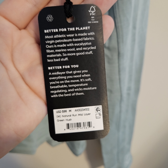 Allbirds Quarter Zip Pullover Natural Run Mid Layer Green Hush Athleisure Casual - Picture 8 of 10